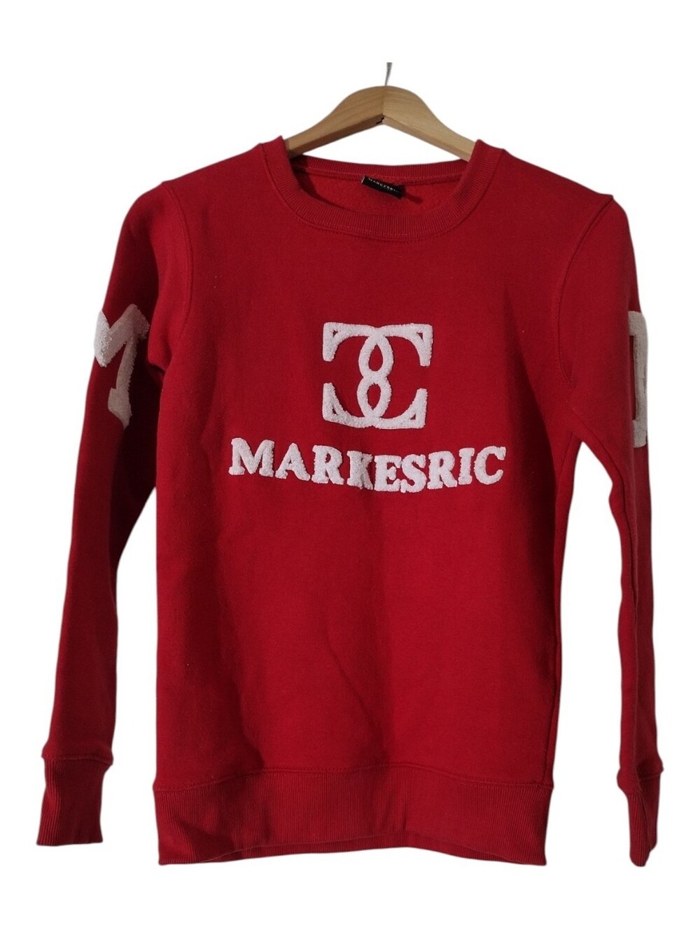 Red Sweatshirt with White 'MARKESRIC' Logo